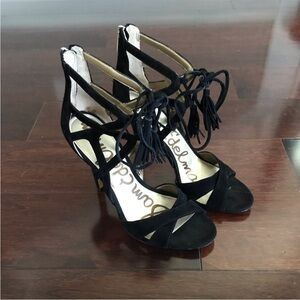 Sam Edelman Black Suede Lace-Up Heels